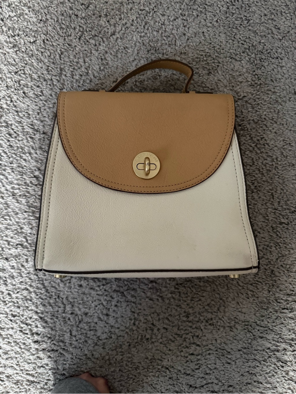 Spartina 449 Tan and Cream Leather Crossbody Satchel - Picture 2 of 2